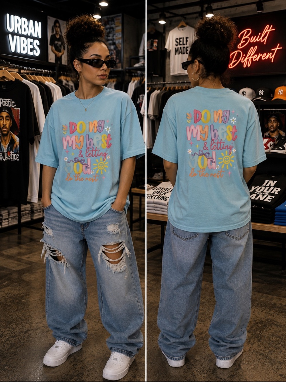 Light Blue Graphic Tee - Doing My Best